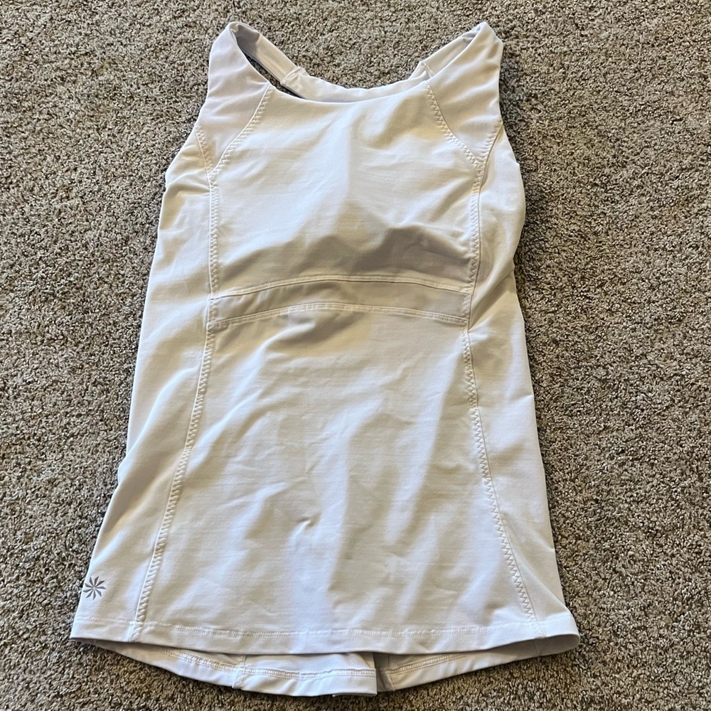 Athleta White Tank Top Mesh Inserts and Built In Bra
